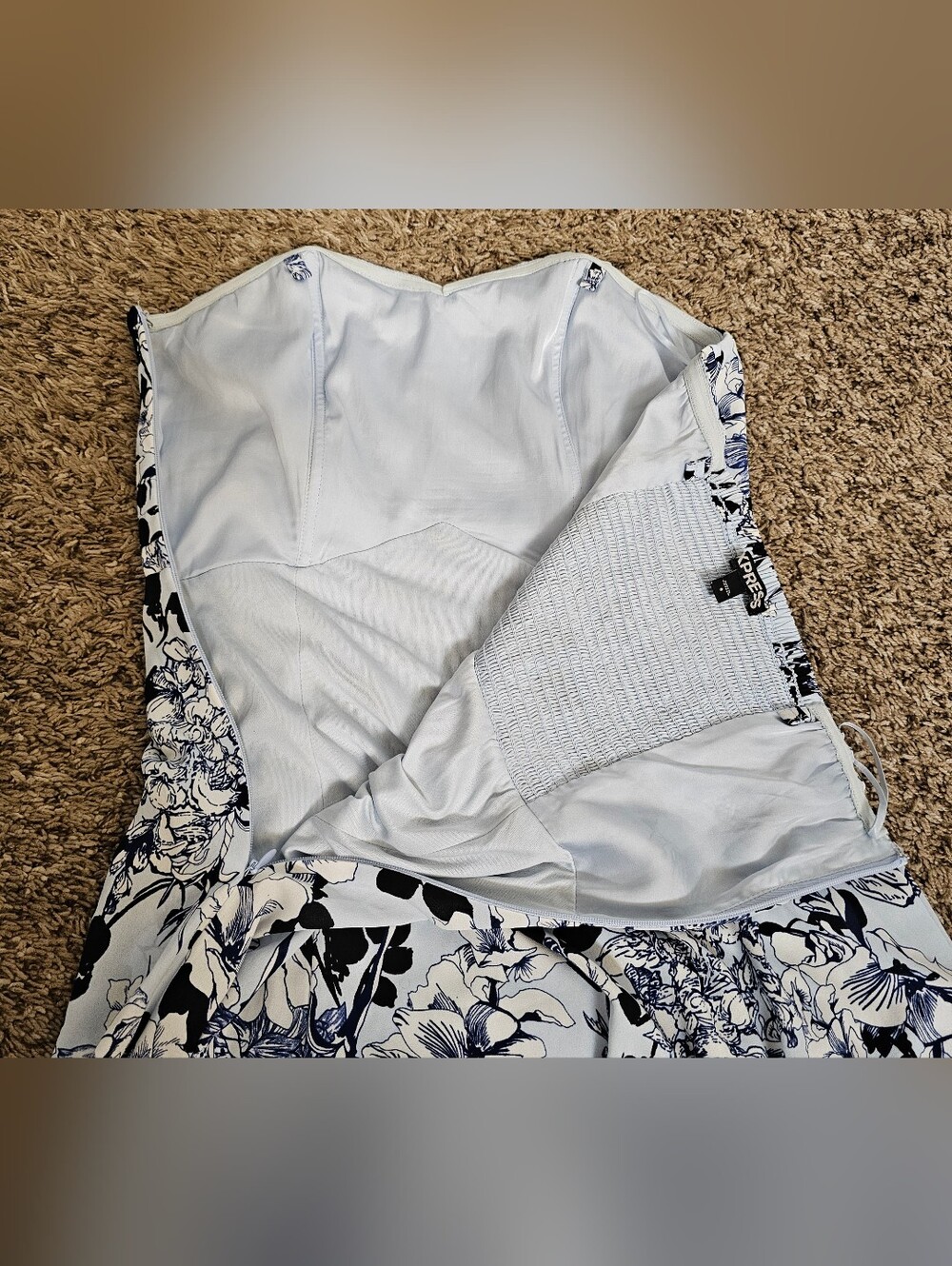 Express blue Floral Strapless dress mini top summerFlower sz 6 Small Medium Y2K - Picture 12 of 13